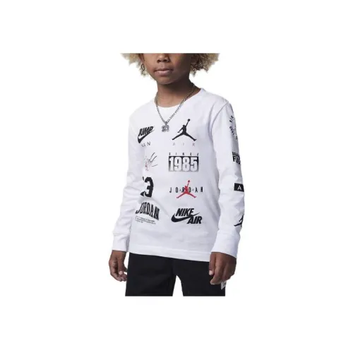 Джордан Level Up Long Sleeve Белый Kids T-рубашки