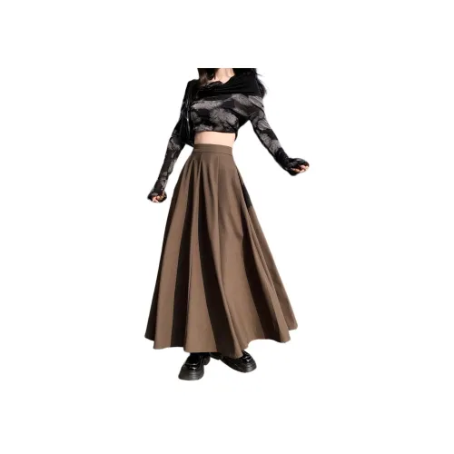 OROI Повседневный Длинный Юбка Женские Коричневый
