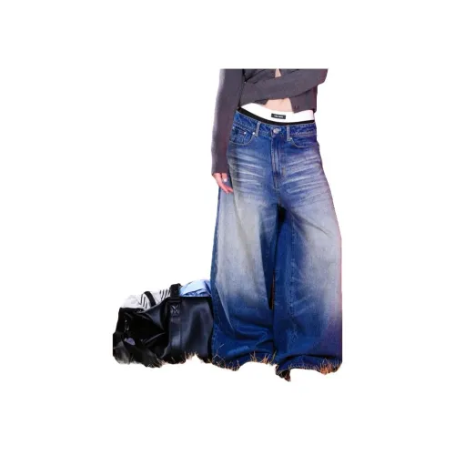 GECKOGOGO Ледяной синий Унисекс Джинсы