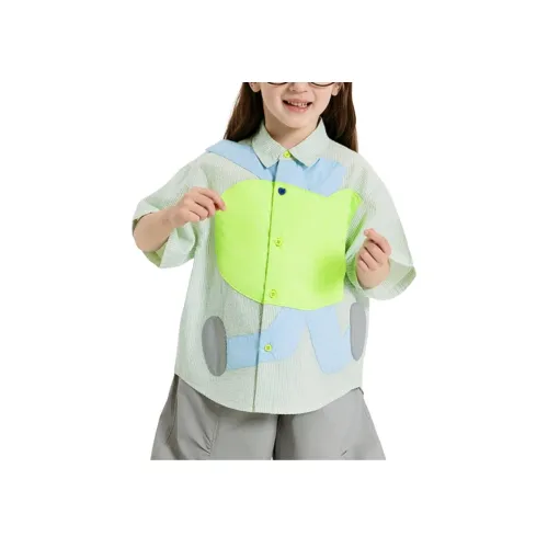 Woobaby Рубашка SS25 Зеленый Тонированный Бег Кролик Дети Возраст 3-7 Лет