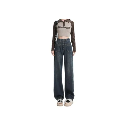 Мед Джинсы Женские Винтажный синий