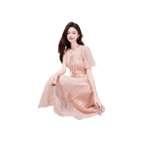 Like The Age Of Water Короткий рукав Платье Женское Розовое