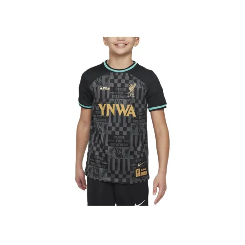 Nike LeBron X LIVERPOOL FC Коллаборация Коллекция Dri Fit T-Рубашка Черная Подростки