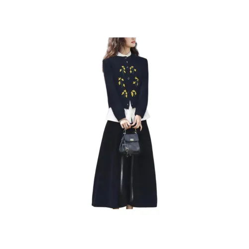 Wbwq Черный Женские Комплекты с юбкой