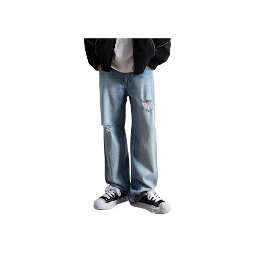 KUXIANSENWENYI Джинсы Мужские Цветные Синие