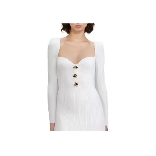 Self Портрет Белый Женские Длинные Рукава Платья