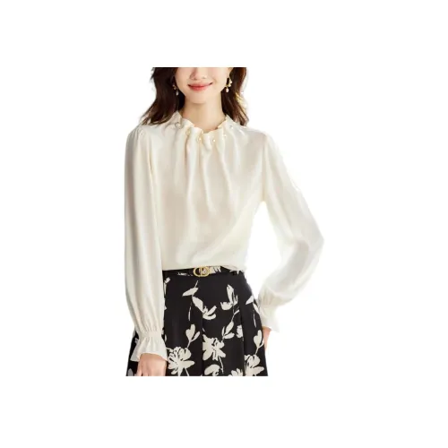 Корейский стиль рубашка женский кремово-бежевый