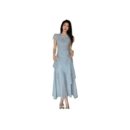 Wick buen Светло-синий Женские Ципао