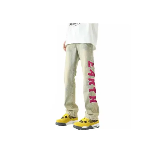 PISYPOX Грязно-желтые унисекс джинсы