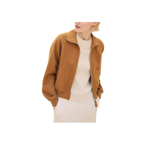 HERMES FW24 Куртки и Пальто Женские Карамельный Коричневый