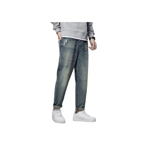 YUQIAN Винтажные синие мужские джинсы