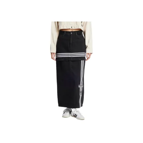 Adidas Originals Denim Long Skirt Women's Denim Black