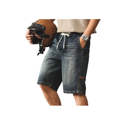 JIELEINUO Blue Men's Denim Shorts JIELEINUO Синий Мужские Джинсовые Шорты