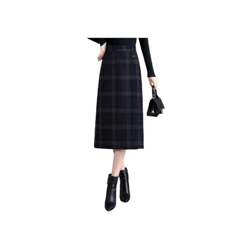 Cypress House Повседневный Длинный Юбка Женская Серо-Красная Клетка