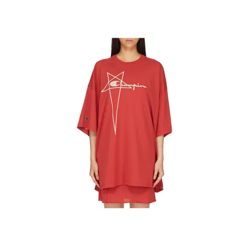 RICK OWENS Champion Co Branded Edition Агатовый красный Женские T-рубашки
