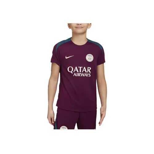 nike Dri Fit T-Shirt Paris Saint Germain Strike Football Короткий рукав KNIT Топ Бордоский красный Подростки