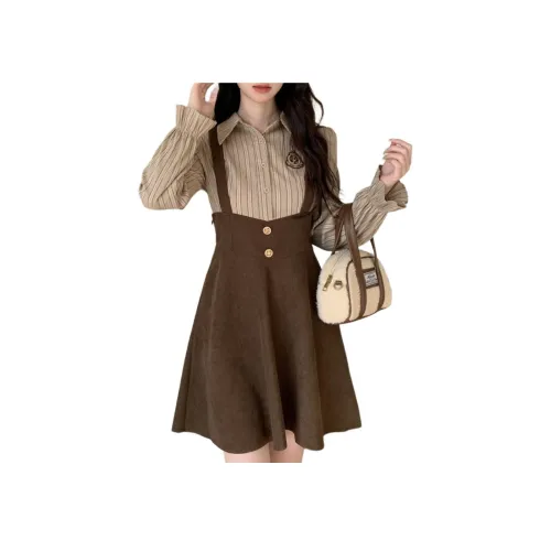 Cotton Zhiximeng Live Длинное платье с длинными рукавами женское