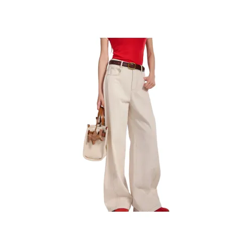 CO&SHENG Сливочный Женские Джинсы