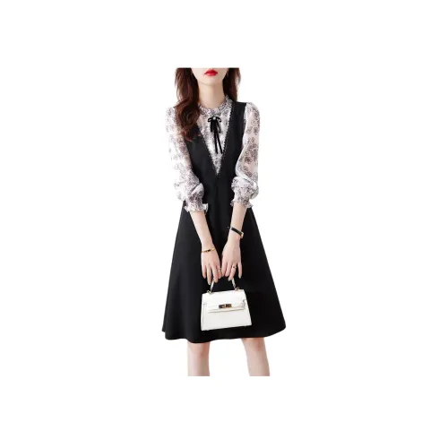 XWI Ink Black Женские Длинные Платья с Длинными Рукавами