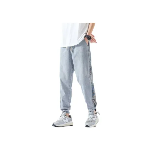 Мед Светло-синий Унисекс Джинсы