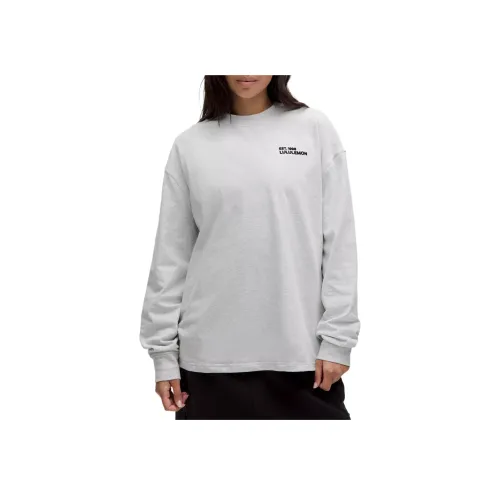 lululemon Тяжелая футболка с длинными рукавами с оборванными плечами женская смешанный цвет светло-серый