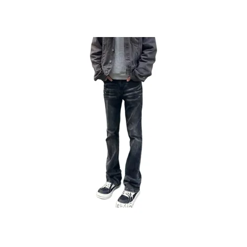 UNA RETA Черно-серый цвет унисекс джинсы