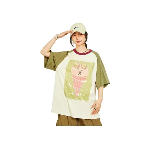 MUGUOGUOMU Летняя реглан-футболка с коротким рукавом женская свободного кроя