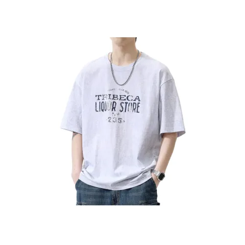 TONGXIANSEN Летняя тонкая футболка свободный крой унисекс с принтом "Буквы 2025" повседневная с половиной рукава