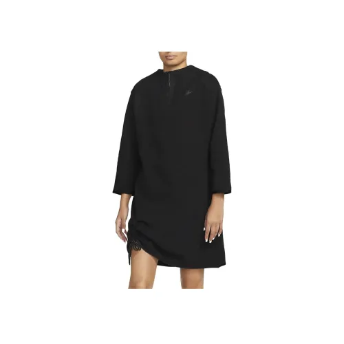 Nike Длинное платье с длинными рукавами женское черное