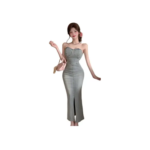 MORii Джинсовый синий Женские Слип-платья