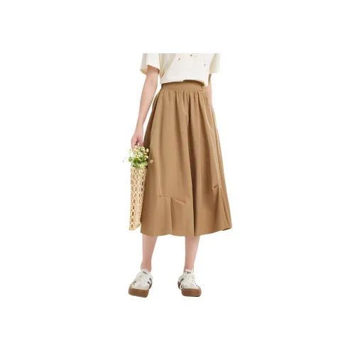 Fragment Casual Long Skirt Women's Dark Coffee