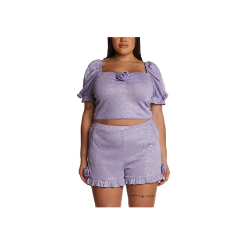 Dolls Kill Sugar Thrillz Плюс Spark Jubilee Shorts Комплект Повседневный Костюм Женский Фиолетовый Фиолетовый