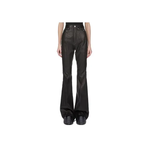 RICK OWENS Черные Женские Кожаные Брюки