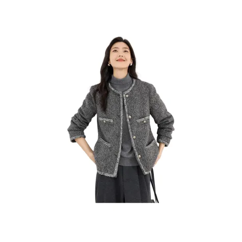 IHIMI Элегантное Серое Женское Короткое Пальто