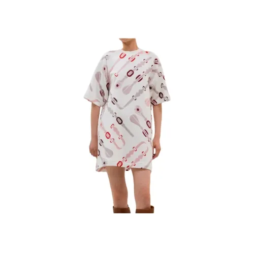 HERMES SS25 Короткий рукав Платье Женское Белое