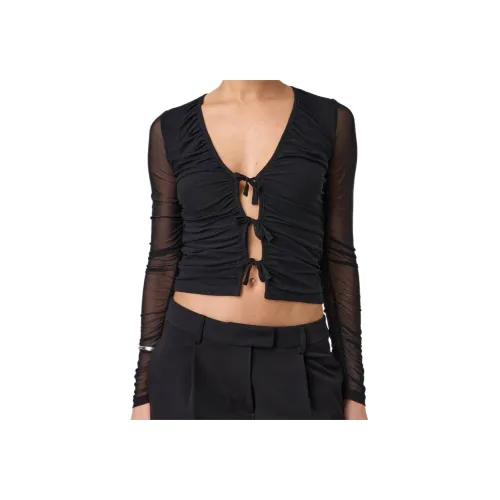 GLASSONS Ruched Галстук Передняя часть Длинный рукав Топ КРОП ТОП Женский
