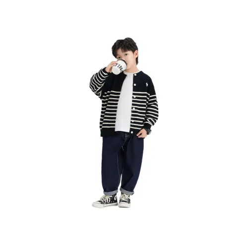 ZOSEE Свитер Черный Белый Полосы Детский