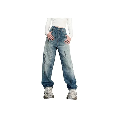 FAR BACK Джинсы Унисекс Винтаж Синий