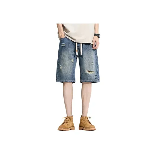 Мед Винтажный Синий Шорты Унисекс Джинсовые Шорты