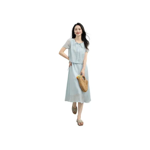 Shavani Летний Короткий Рукав Платье Женское