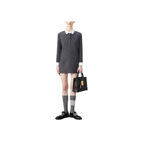THOM BROWNE Темно-серый Женские Длинные Платья с Рукавами