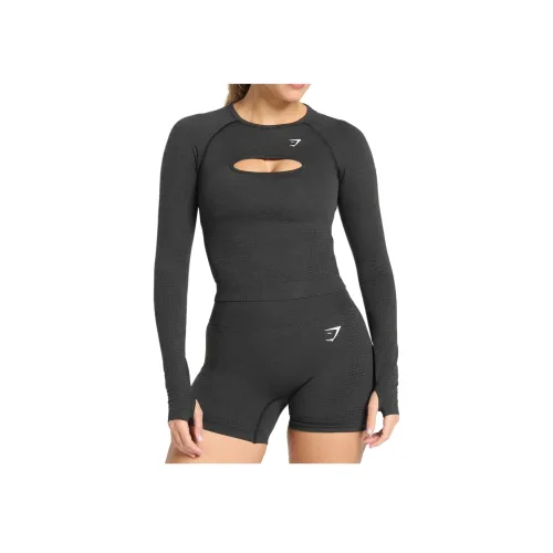 GYMSHARK Черная Женская Йога Т-рубашка