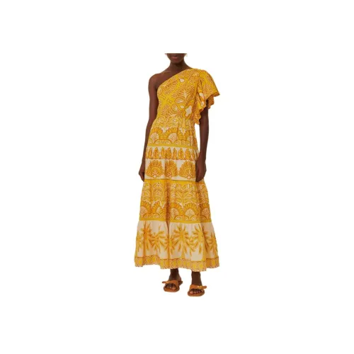 FARM Rio SS24 Короткое Платье с Короткими Рукавами Женское Желтое