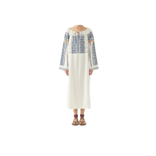 ANTIK BATIK Белый Женские Длинные Платья с Рукавами