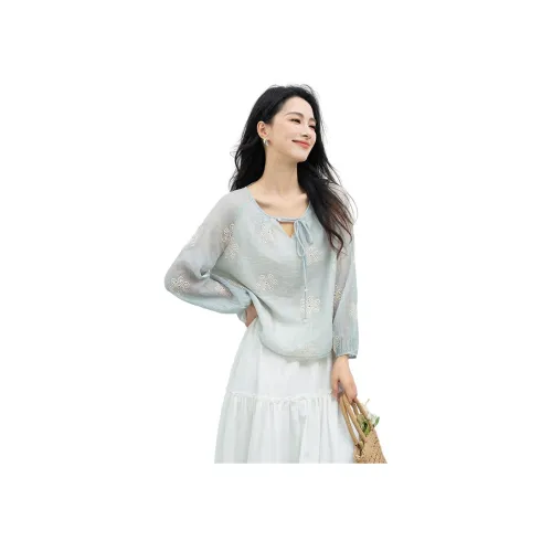 Shavani Серый Синий Женская Рубашка