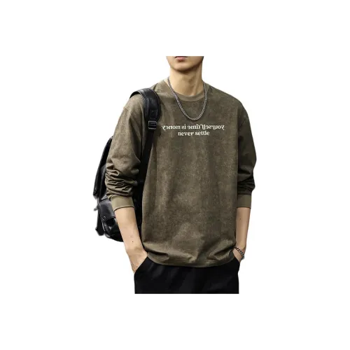 QIANJINNIU Серый Кофейный Мужские Свитшоты