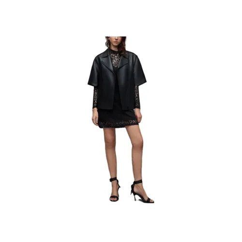 ALLSAINTS Черное Женское Длинное Платье с Рукавами