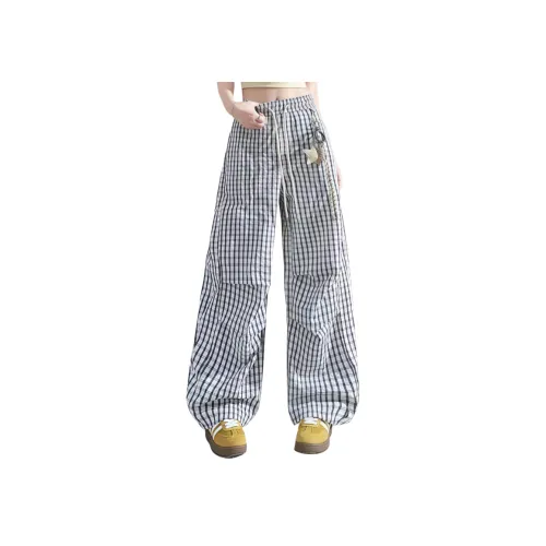 Lan Miao Blue Plaid Women's Casual Pants Lan Miao Синие Клетчатые Женские Повседневные Брюки