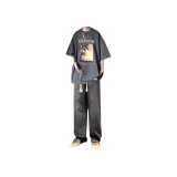 2 пачки G137 100% хлопок T-футболка серый + 1030 джинсы черный серый