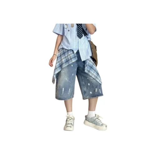 MORii Синяя юбка с льняной тканью, унисекс, джинсовые шорты